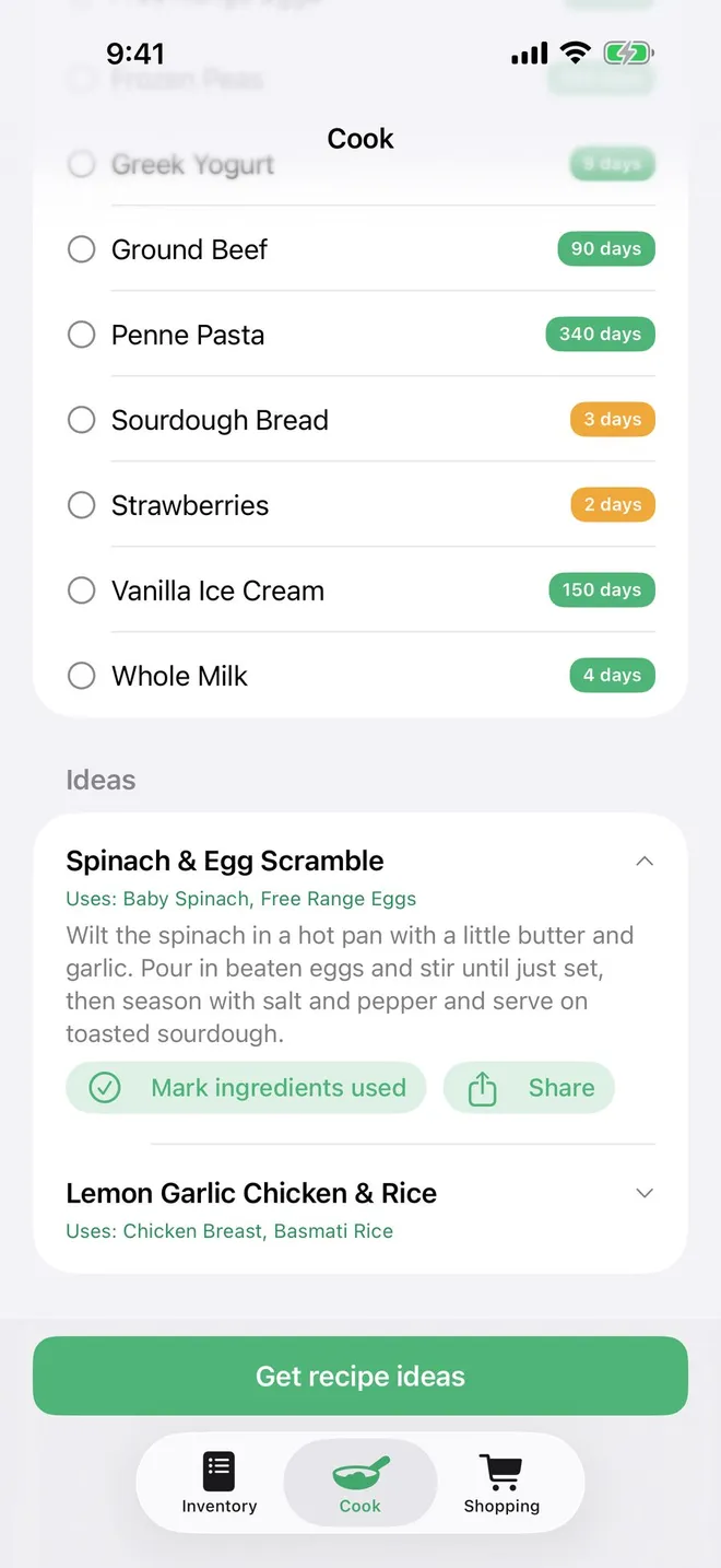 PantryPals cook ideas based on pantry items