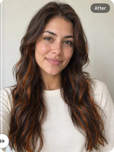 Actual TrueColors example of copper highlights on the same portrait.
