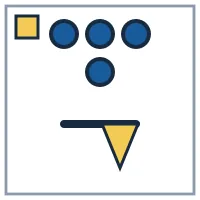 4 solid circles; flag points right; mark in the top-left corner