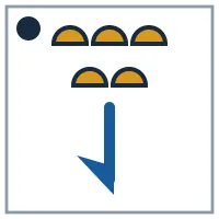 5 solid halfdiscs; hook points down; mark in the top-left corner