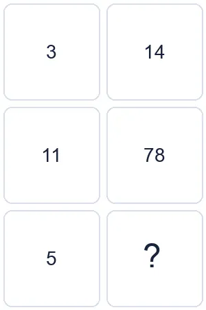 Grid, read across each row: 3, 14, 11, 78, 5, missing